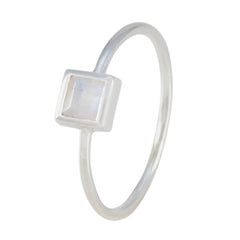 Xiu White Solitaire Ring for Women with Square Gemstone