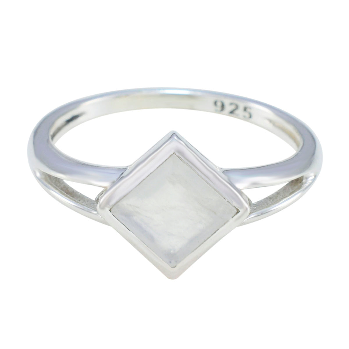 Priya White Solitaire Ring for Women Sterling Silver Rainbow Moonstone White