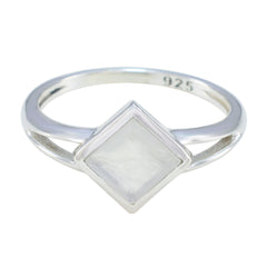 Priya White Solitaire Ring for Women Sterling Silver Rainbow Moonstone White