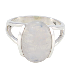 Micaela White Solitaire Ring with Moonstone Gemstone