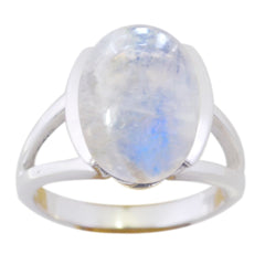 Micaela White Solitaire Ring with Moonstone Gemstone Rainbow Moonstone White