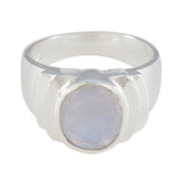 Angeles White Solitaire Ring - Elegant Gemstone Design Rainbow Moonstone White