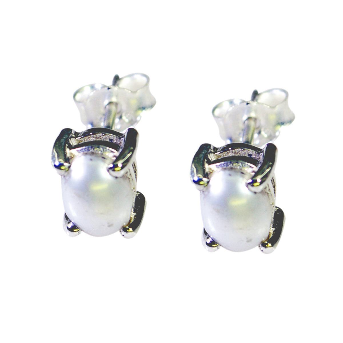 Constanza White Solitaire Stud Earrings for Everyday Glam Pearl White Stud