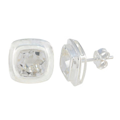 Li Lee White Solitaire Stud Earrings for Elegance