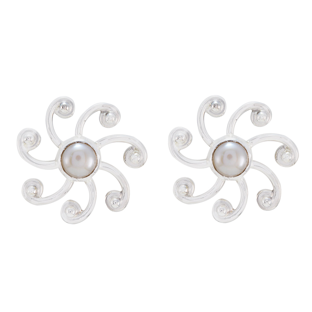 Lea White Solitaire Stud Earrings for Everyday Glam Pearl White Stud