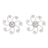 Lea White Solitaire Stud Earrings for Everyday Glam Pearl White Stud