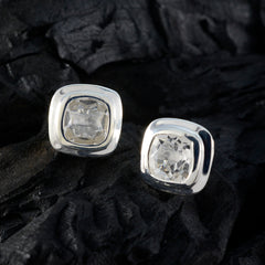 Li Lee White Solitaire Stud Earrings for Elegance