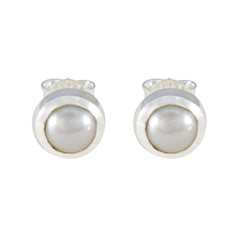 Eva White Solitaire Stud Earrings for Everyday Elegance Pearl White Stud