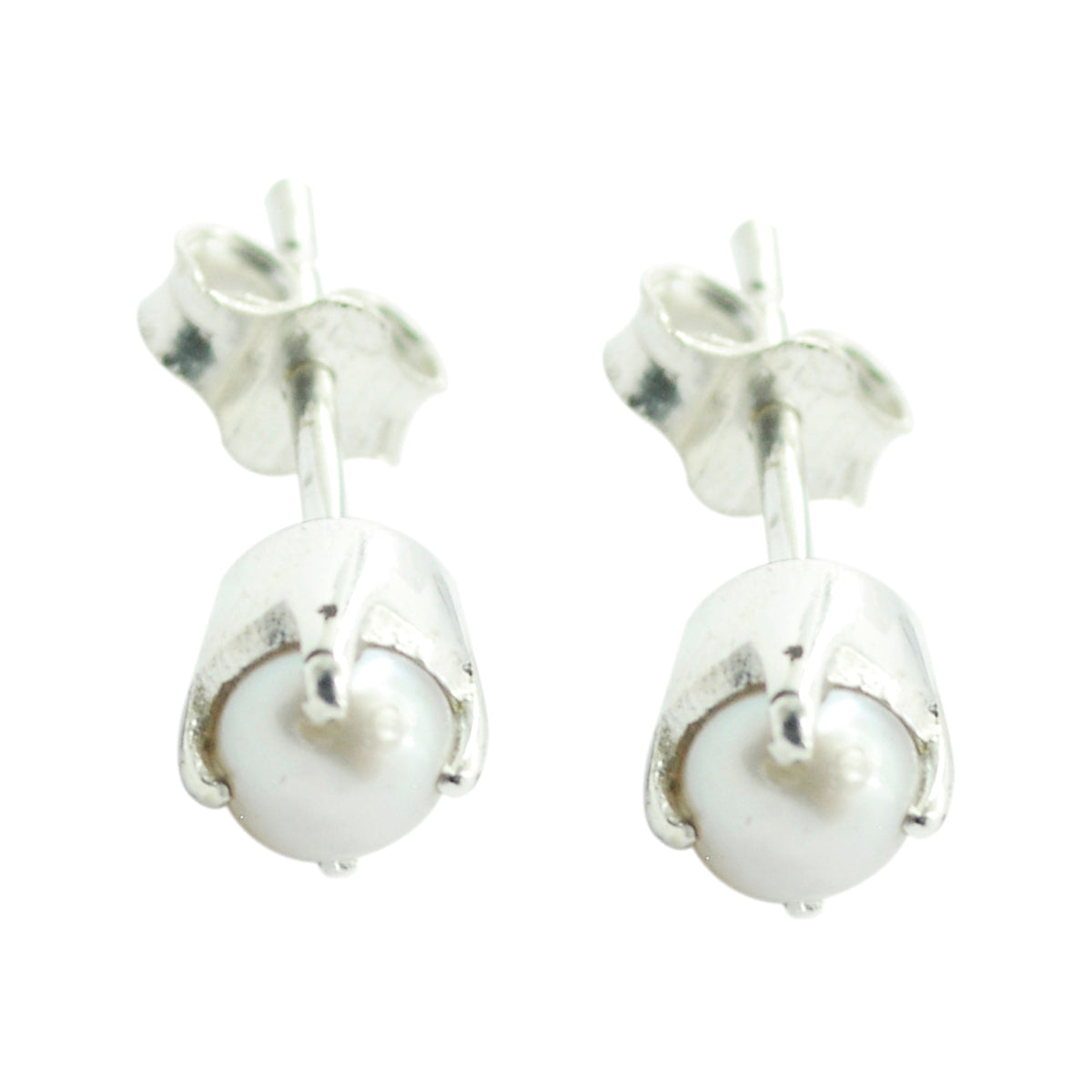 Clara White Solitaire Stud Earrings for Everyday Glam Pearl White Stud