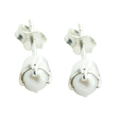 Clara White Solitaire Stud Earrings for Everyday Glam Pearl White Stud