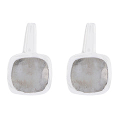 Aria White Solitaire Stud Earrings for Chic Style Rainbow Moonstone White Stud