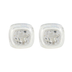 Li Lee White Solitaire Stud Earrings for Elegance Crystal Quartz White Stud