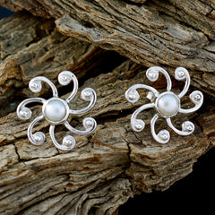 Lea White Solitaire Stud Earrings for Everyday Glam