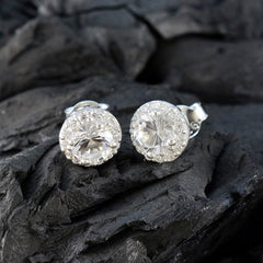 Lourdes White Stud Earrings with Sparkling Detail