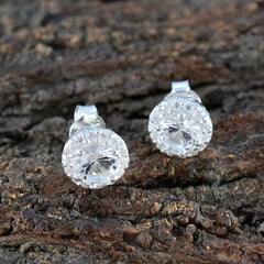 Lourdes White Stud Earrings with Sparkling Detail