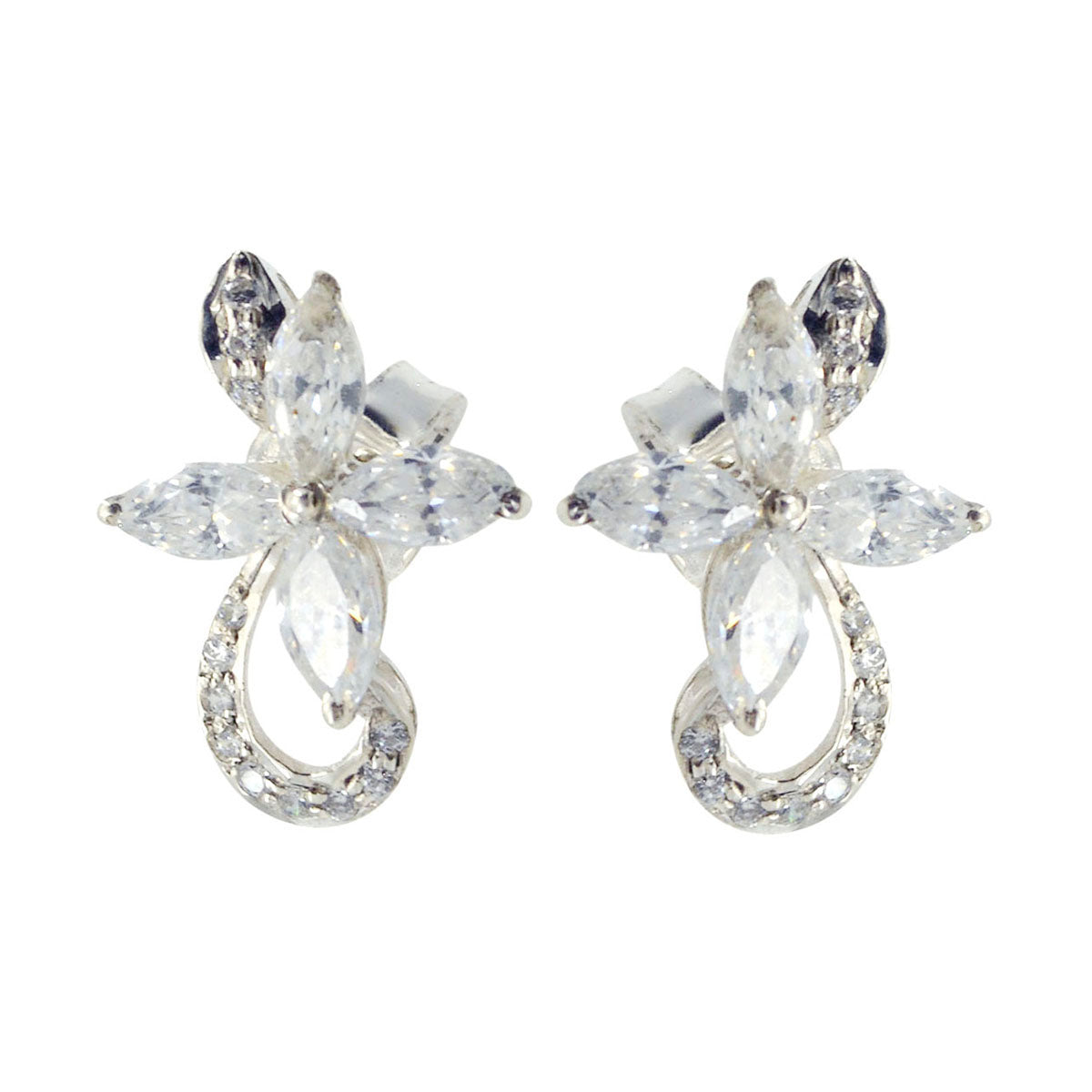 Layla White Stud Earrings for Everyday Glam White CZ White Stud