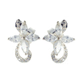 Layla White Stud Earrings for Everyday Glam White CZ White Stud