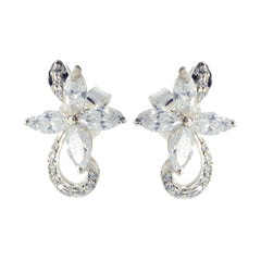 Layla White Stud Earrings for Everyday Glam White CZ White Stud
