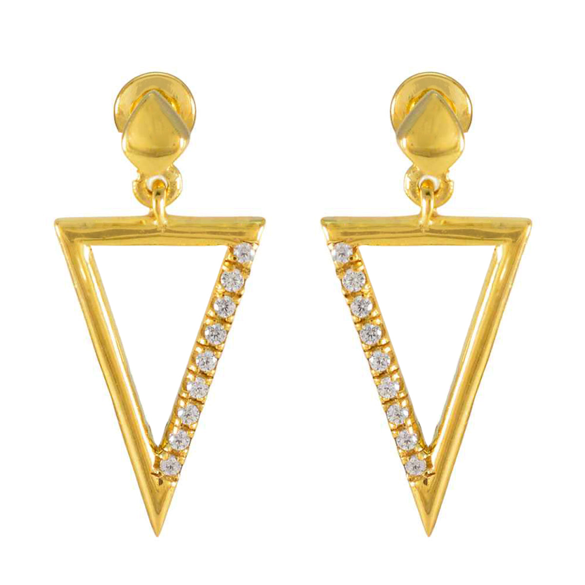 Emma White Stud Earrings India - Stylish Gold Design White CZ White Stud