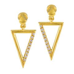 Emma White Stud Earrings India - Stylish Gold Design