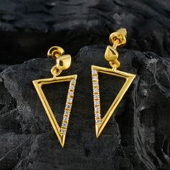 Emma White Stud Earrings India - Stylish Gold Design