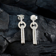 Carla White Stud Earrings with Sparkling Accents