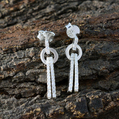 Carla White Stud Earrings with Sparkling Accents