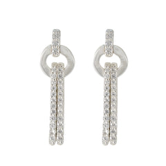 Carla White Stud Earrings with Sparkling Accents Cubic Zirconia White Stud