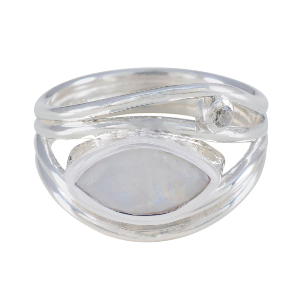 Saanvi white toi et moi ring with marquise moonstone and small round accent stone in silver band