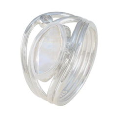 Saanvi white toi et moi ring with clear stones set in polished silver band