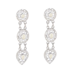 Isabella White Trilogy Stud Earrings for Everyday Glam Pearl White Stud