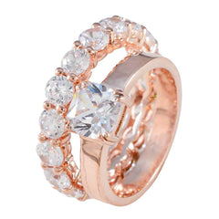 Nari rose gold white wedding ring set for women with cushion and round cut clear stones