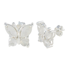 Ines White Whisper Stud Earrings - Butterfly Design