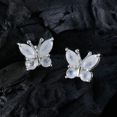 Ines White Whisper Stud Earrings - Butterfly Design