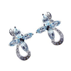 Yan Blue Stud Earrings - Glamorous Gemstone Design