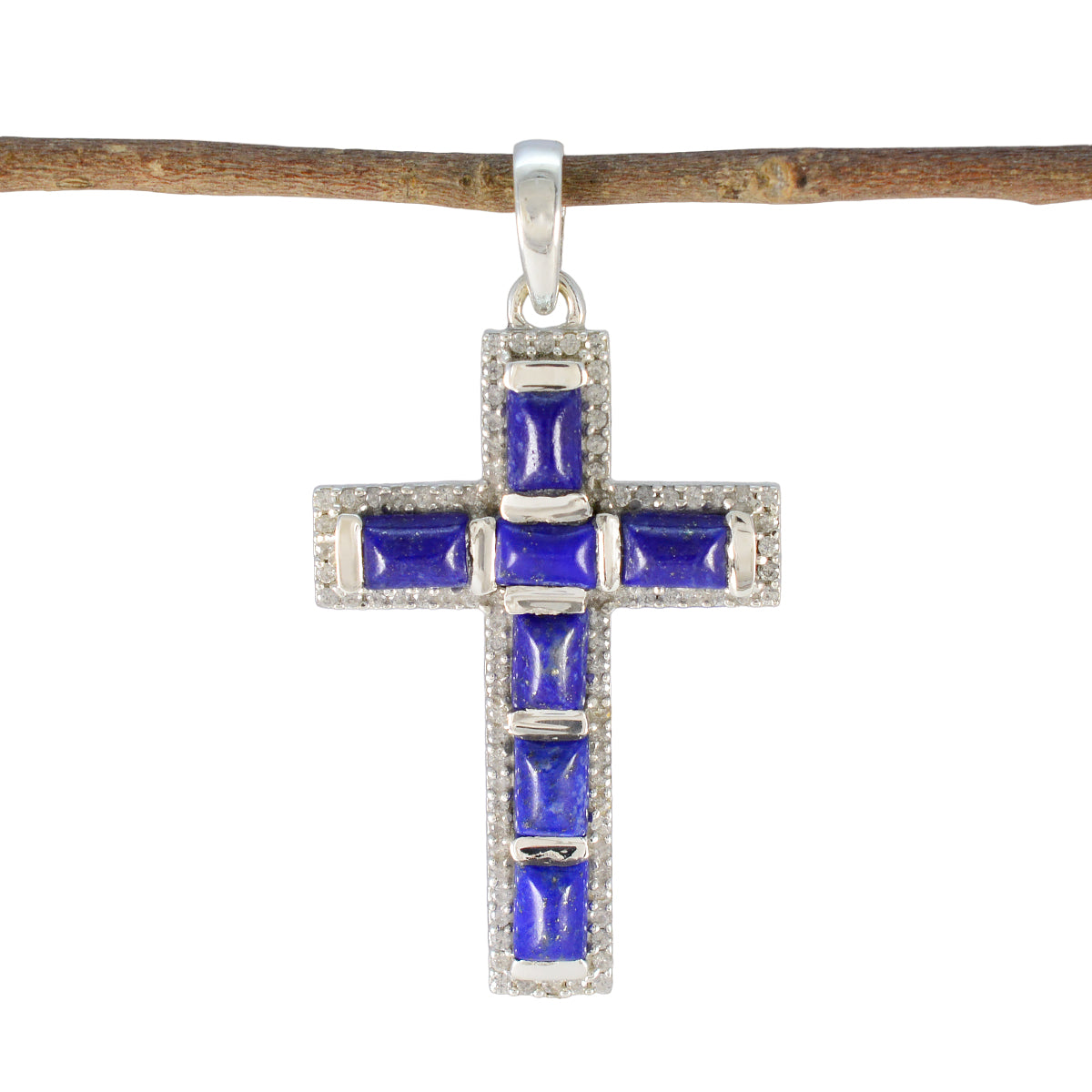Yasmin Blue Pendant - Stylish Cross Design Jewelry Lapis Lazuli Blue Blue