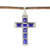 Yasmin Blue Pendant - Stylish Cross Design Jewelry Lapis Lazuli Blue Blue