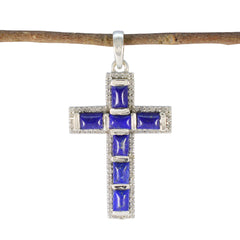 Yasmin Blue Pendant - Stylish Cross Design Jewelry Lapis Lazuli Blue Blue