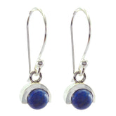 Yasmin Blue Solitaire Earrings - Elegant Gemstone Style Lapis Lazuli Blue Dangle