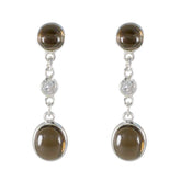 Yasmin Brown Stud Earrings with Elegant Drop Detail Smoky Quartz Brown Stud