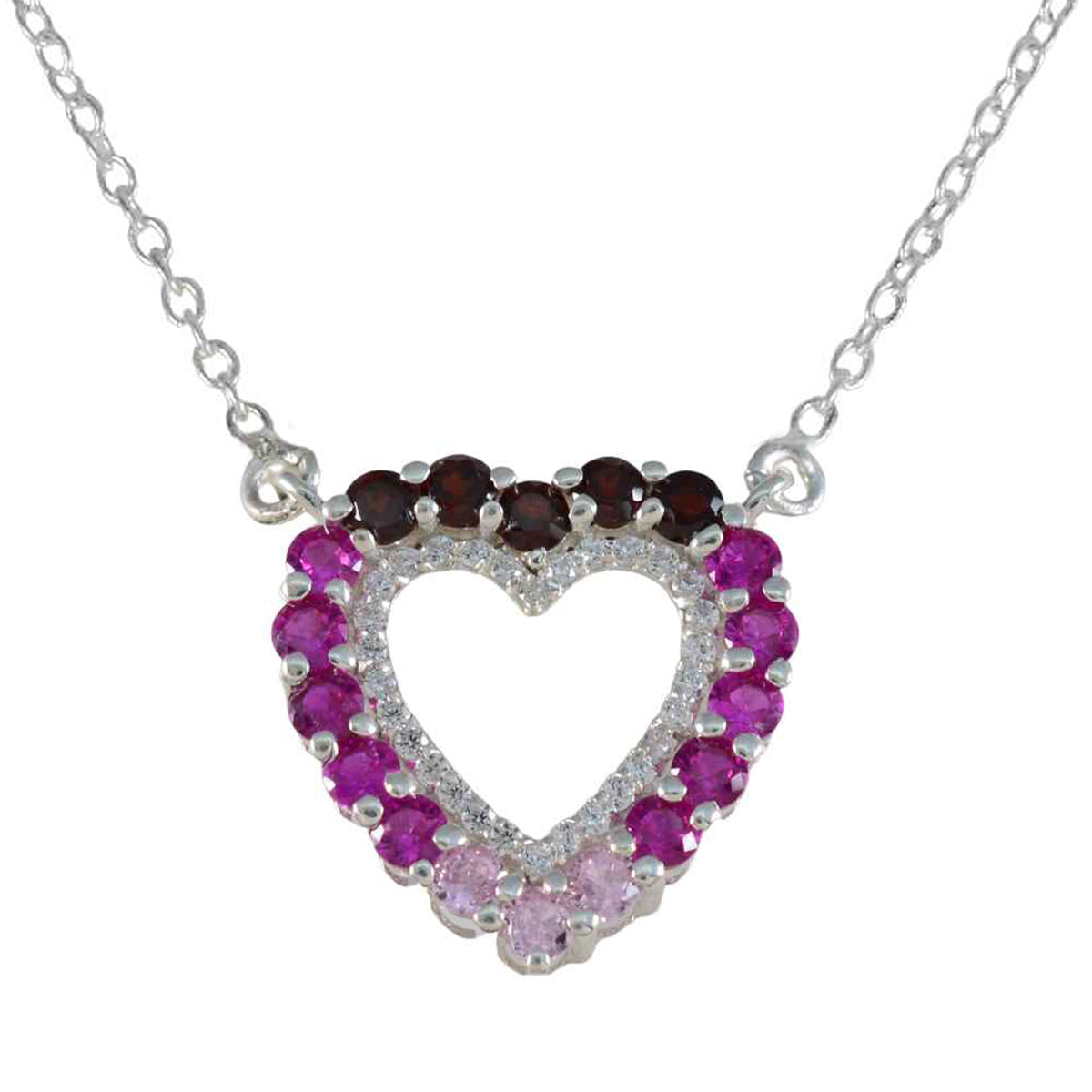 Yasmin Featherlight Charm Heart Pendant Necklace Multi Stone multicolor Multicolor