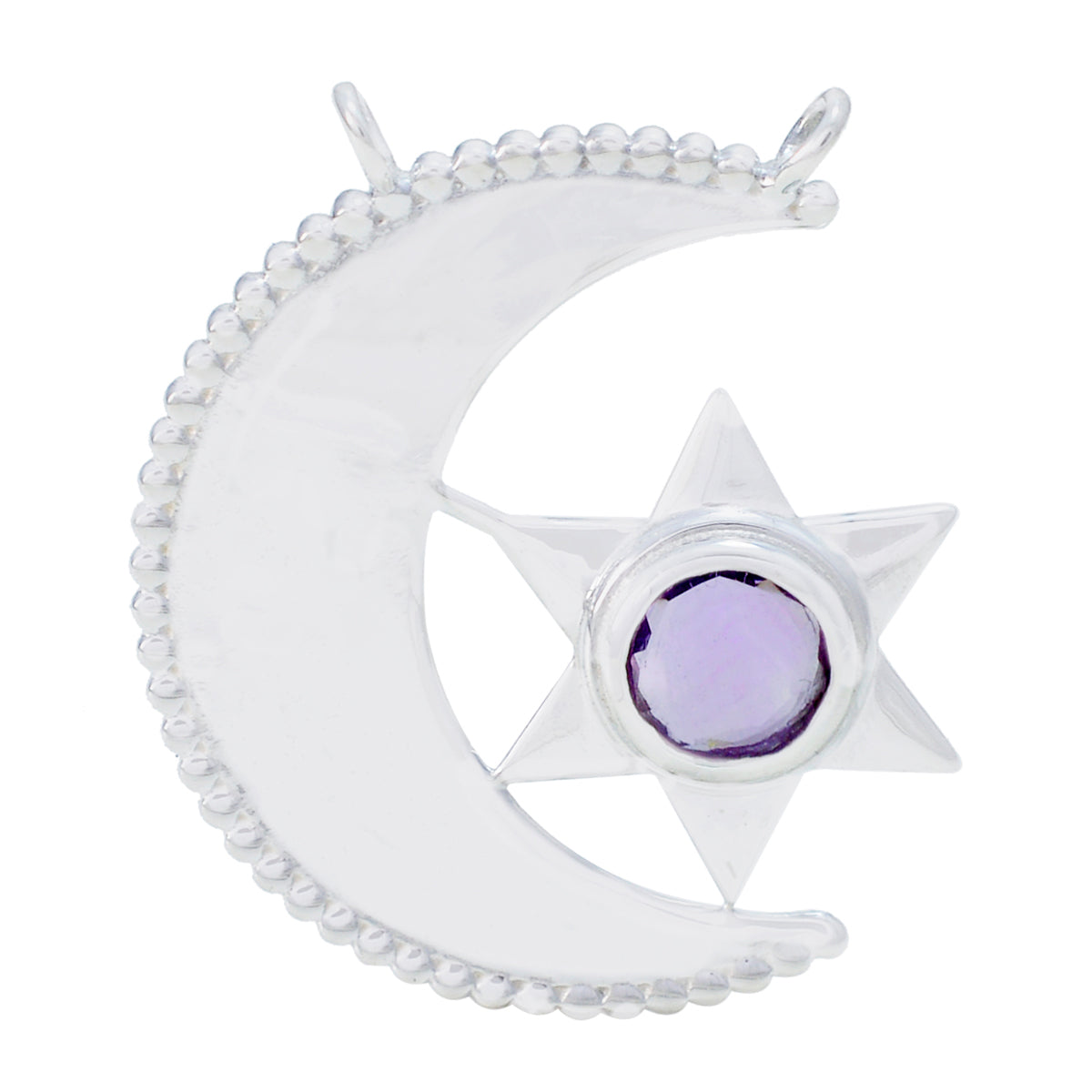 Yasmin Purple Love Pendant - Moon and Star Design Amethyst Purple Purple