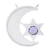 Yasmin Purple Love Pendant - Moon and Star Design Amethyst Purple Purple