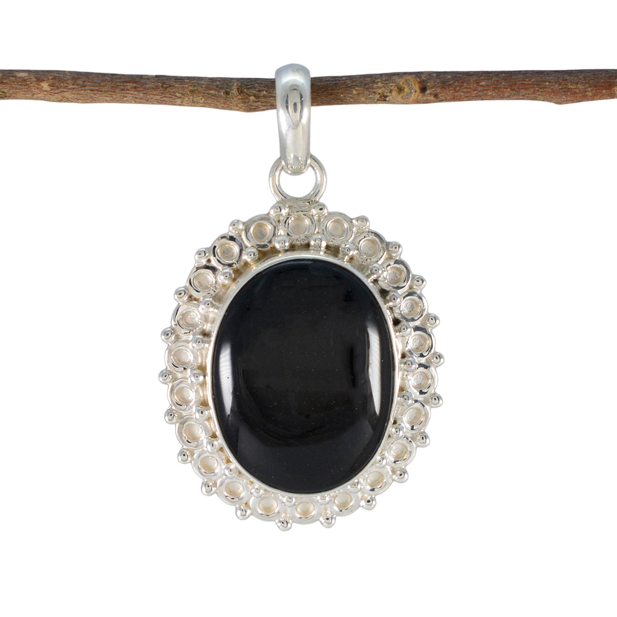 Yasmine Black Pendant Jewelry - Stylish Silver Design Black Onyx Black Black