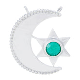 Yasmine Blue Pendant with Moon and Star Design Iolite Blue Blue