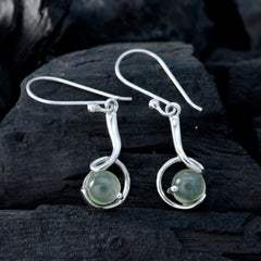 Yasmine Green Solitaire Earrings in Elegant Silver Setting