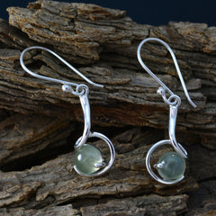 Yasmine Green Solitaire Earrings in Elegant Silver Setting