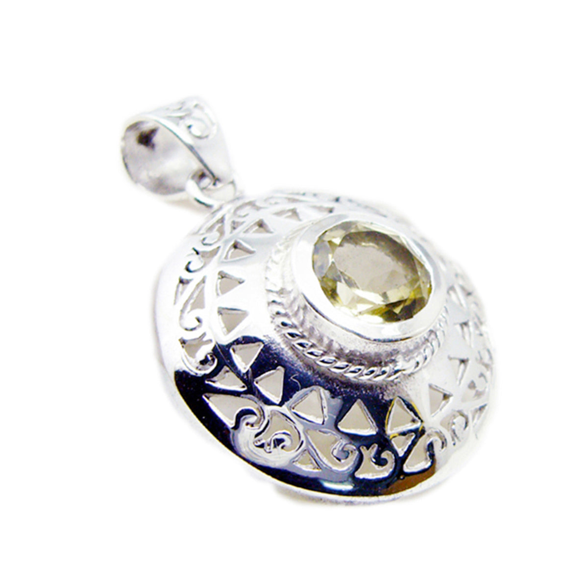 Joaquina Yellow Antique Pendant with Silver Detailing Lemon Quartz Yellow Yellow