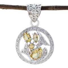 Pauline Yellow Armor Pendant - Stylish Silver Jewelry Citrine Yellow Yellow