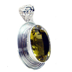 Nora Yellow Chunky Pendant Necklace in Silver Wrap Lemon Quartz Yellow Yellow